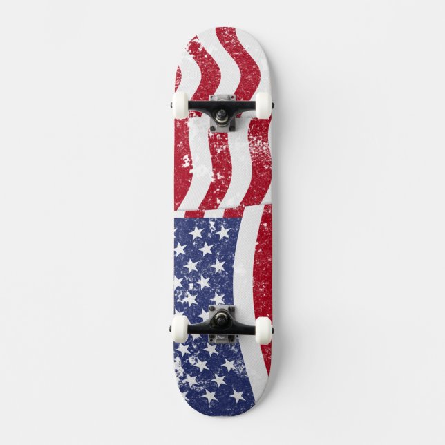 Skateboard Drapeau américain agité - désorganisé (Recto)