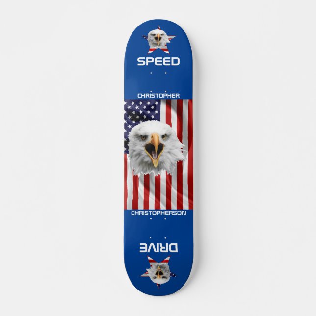 Skateboard Drapeau américain, aigle, Star Patriotic (Devant)