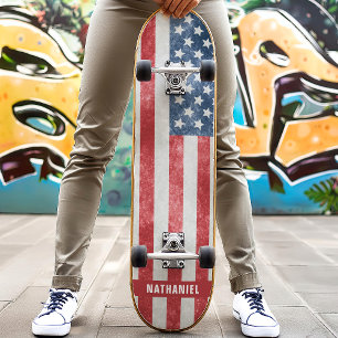 Skateboard Drapeau américain en détresse Patriotique
