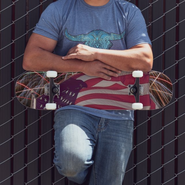 Skateboard Drapeau américain et feux d'artifice (Extérieur 3)