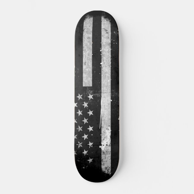 Skateboard Drapeau américain grunge noir et blanc (Recto)