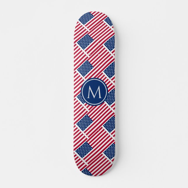 Skateboard Drapeau AMÉRICAIN Patriotique Personnalisé MONOGRA (Devant)