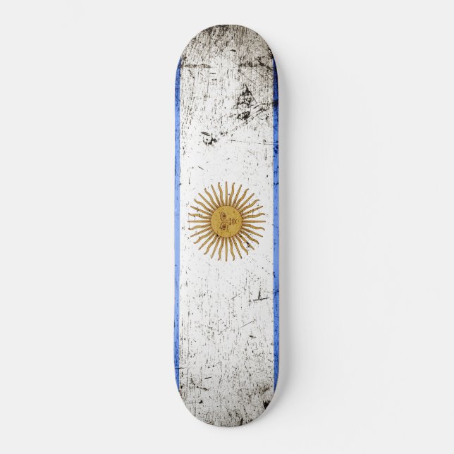 Skateboard Drapeau argentin Black Grunge (Recto)