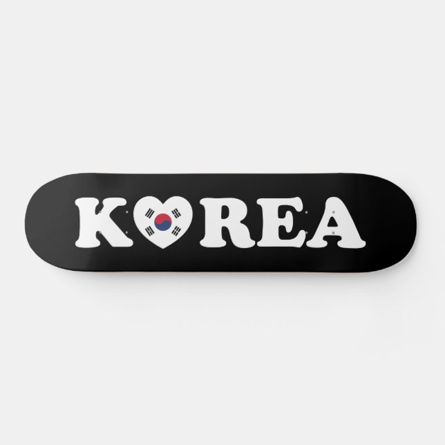 Skateboard Drapeau coréen Love Heart (Horz)