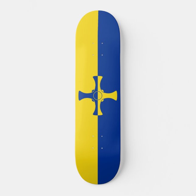 Skateboard Drapeau de Durham (Comté d'Angleterre, RU) (Recto)