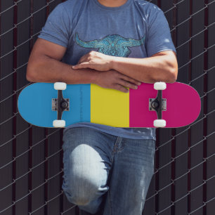 Skateboard Drapeau de fierté pansexuelle SlipperyJoe rose amb