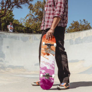 Skateboard Drapeau de la fierté lesbienne Abstraite