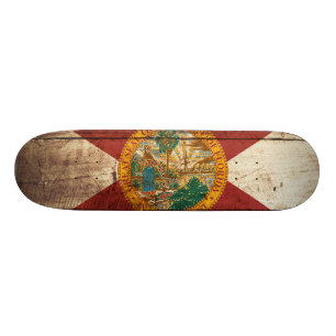 Skateboard Drapeau d'état de la Floride sur le vieux grain e