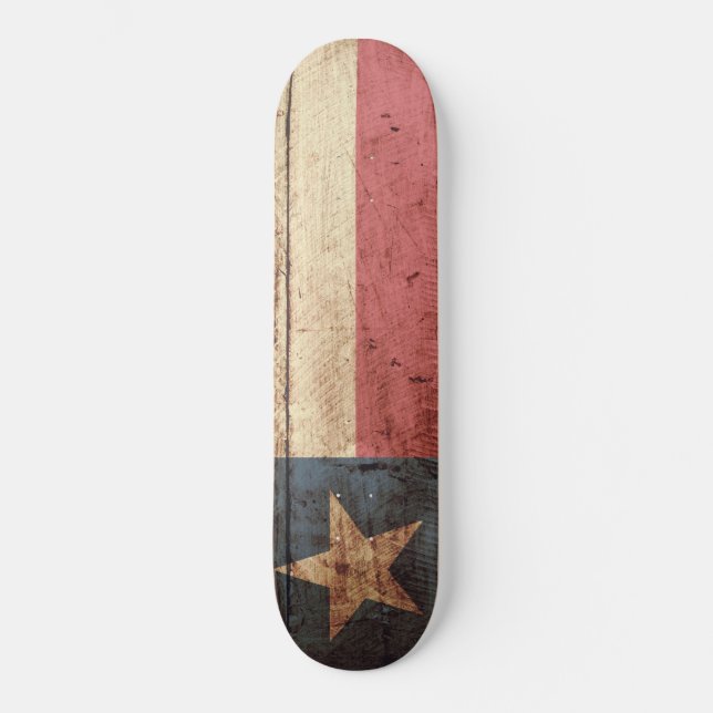 Skateboard Drapeau d'état du Texas sur le vieux grain en bois (Recto)