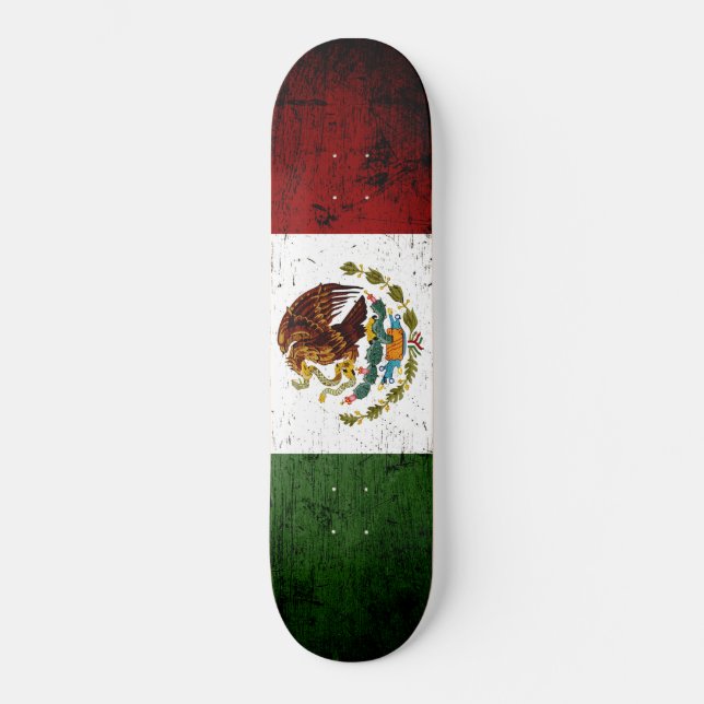 Skateboard Drapeau du Mexique de Black Grunge (Recto)