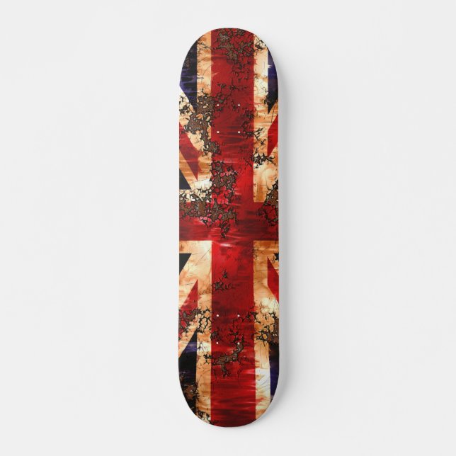 Skateboard Drapeau du Royaume-Uni patriotique rouillé (Devant)