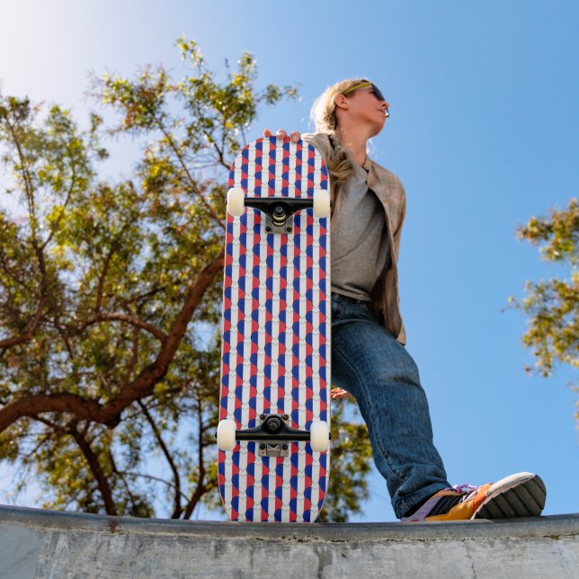 Skateboard Drapeau français Couleurs Coeurs Motif Patriotique (Extérieur 1)