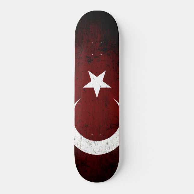 Skateboard Drapeau grunge noir de la Turquie (Recto)
