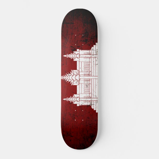 Skateboard Drapeau grunge noir du Cambodge (Recto)
