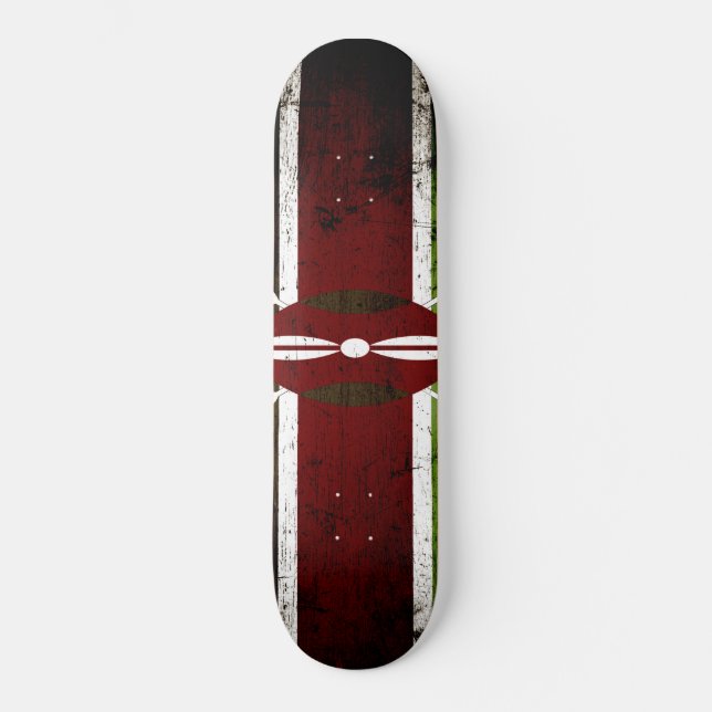 Skateboard Drapeau grunge noir du Kenya (Recto)