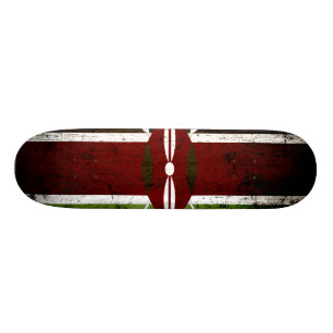 Skateboard Drapeau grunge noir du Kenya