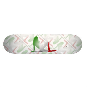 Skateboard Drapeau italien de silhouette de fille