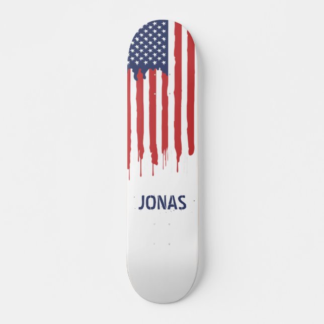 Skateboard Drapeau patriotique américain nom personnalisé (Devant)