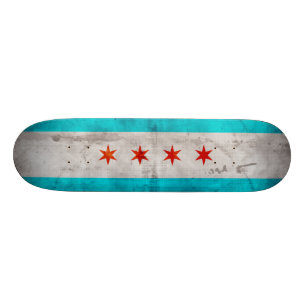 Skateboard Drapeau vintage patiné d'état de Chicago