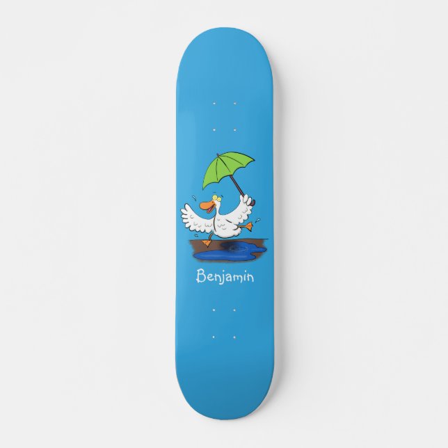Skateboard Drôle canard avec parapluie dessin animé (Devant)