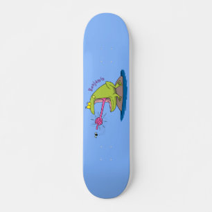 Skateboard Drôle dessin animé de grenouille et mouche