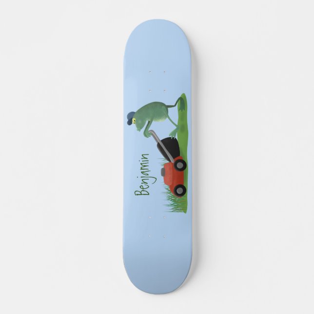 Skateboard Drôle grenouille verte tondre la pelouse dessin (Devant)