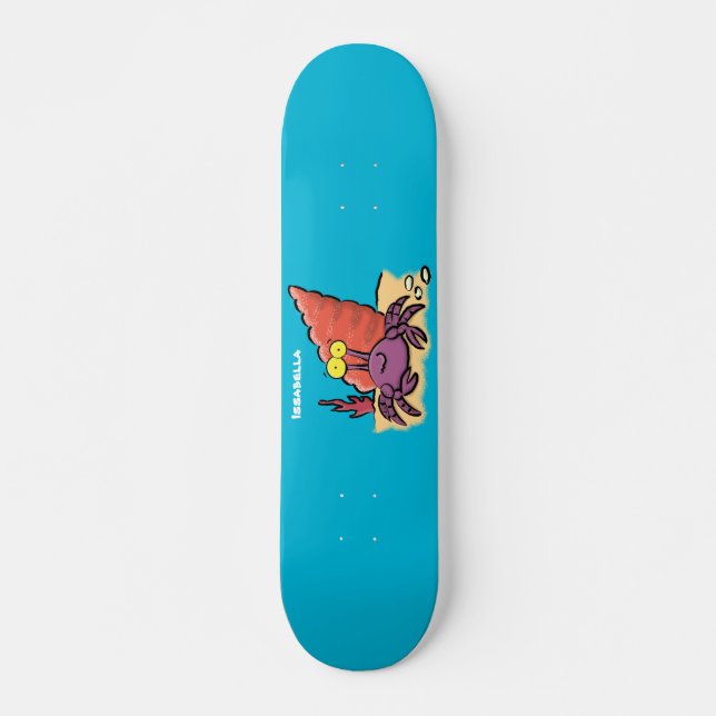 Skateboard Drôle mignon caricature pourpre crabe ermite (Devant)