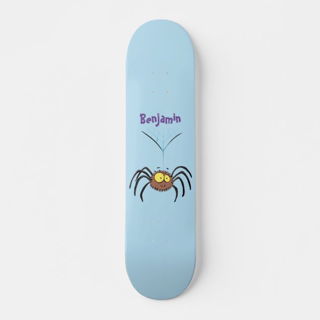 Skateboard Drôle mignon dessin animé d'araignée moelleuse (Devant)