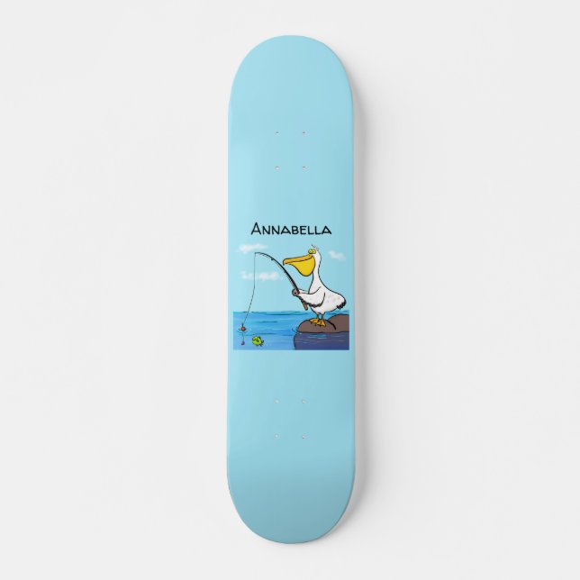 Skateboard Drôle pélican de pêche (Devant)