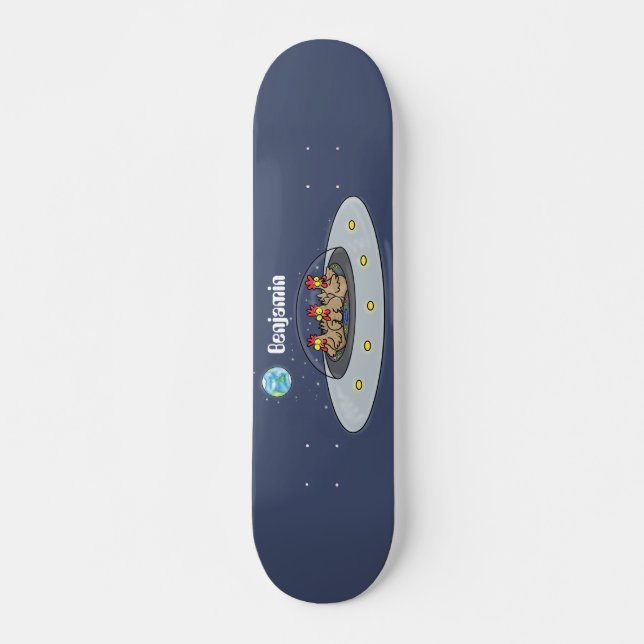 Skateboard Drôle poule dans l'espace dessin animé (Devant)