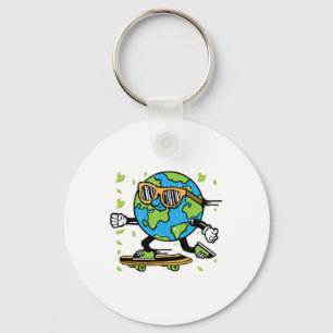 Skateboard Earth Day Environmental Nature Environm Keychain