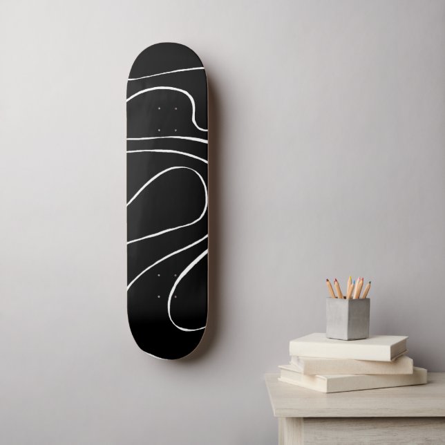 Skateboard Ebb et flux 2 - Noir sur blanc (Art mural)