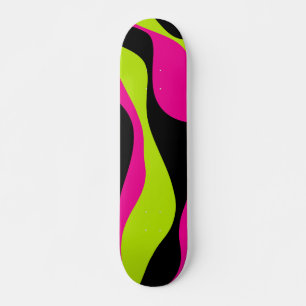 Skateboard Ebb et flux 4 en Lime vert, rose chaud et noir