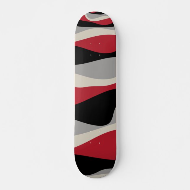Skateboard Ebb et flux 4 - Rouge, gris, noir et blanc os (Devant)