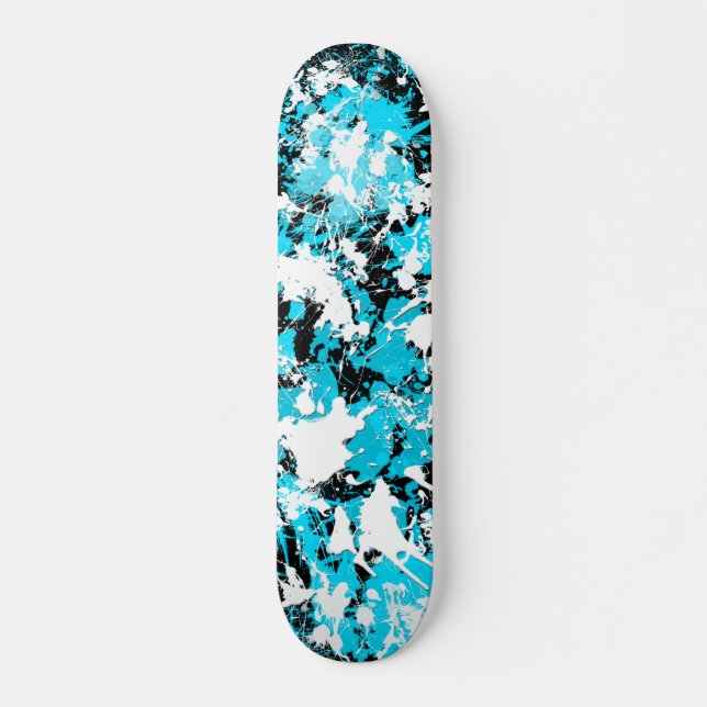 SKATEBOARD ÉCLABOUSSURE BLEUE ET BLANCHE DE PEINTURE (Devant)