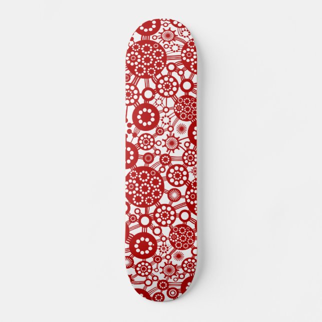 Skateboard Écosystème - Rouge rubis sur blanc (Recto)