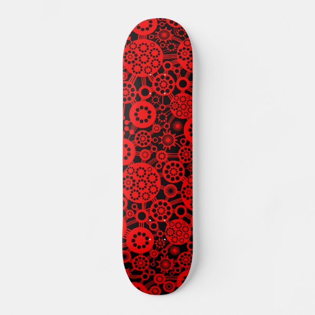 Skateboard Écosystème - Rouge sur noir (Recto)