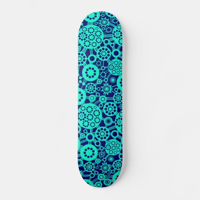 Skateboard Écosystème - Turquoise sur Deep Navy (Recto)