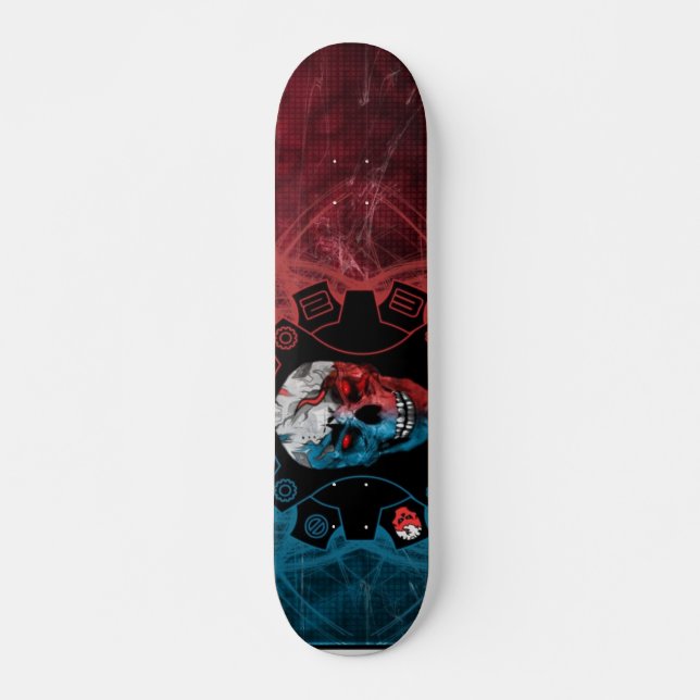 Skateboard ÉDITION LIMITÉE :  Crâne bleu et rouge (Devant)