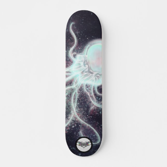 Skateboard Effet brillant brillant coloré de méduse (Devant)