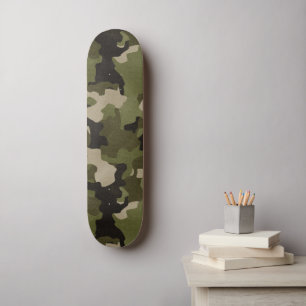 Skateboard Effet Grunge réaliste Camo Vintage vert