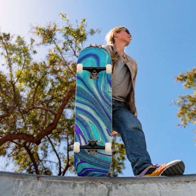 Skateboard Elégant Aquamarine Paua Rainbow Shell inspiré (Extérieur 1)