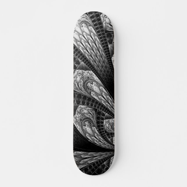 Skateboard Elégant Art numérique Fractal Silver Design (Devant)