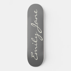 Skateboard Élégant Gris manuscrit Nom du script personnalisé