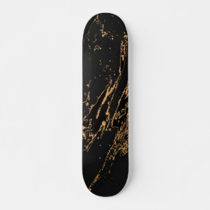 Skateboard Elégant marbre noir Faux Gold