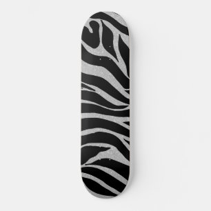 Skateboard Elégant Parties scintillant noire Silver Zebra Pos