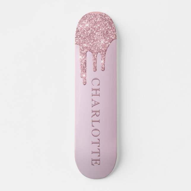 Skateboard Elégant Rose Gold Parties scintillant gouttes Pers (Devant)