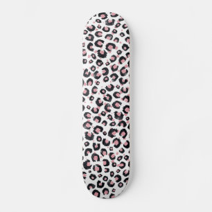 Skateboard Élégant Rose Léopard Noir Poster de animal