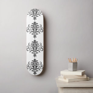 Skateboard Elégant Vintage noir et blanc Damas