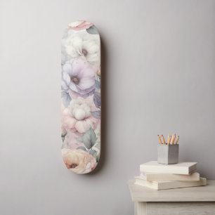 Skateboard Élégante floraison Rose